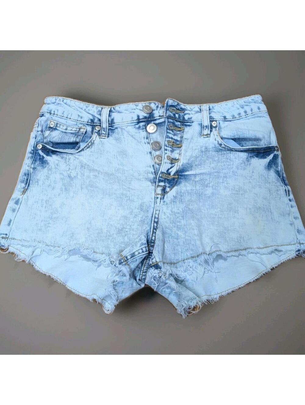 Altar'd State‎ Denim Shorts Womens S (27x5) Blue Distressed Cutoff Button Fly